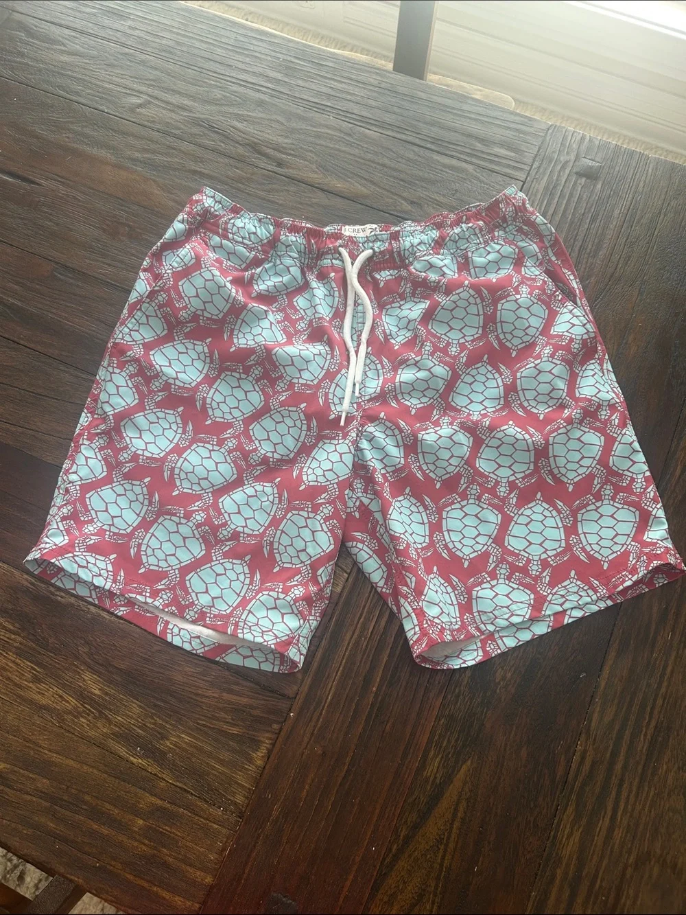 Men's Red Turtle Print Swim Shorts